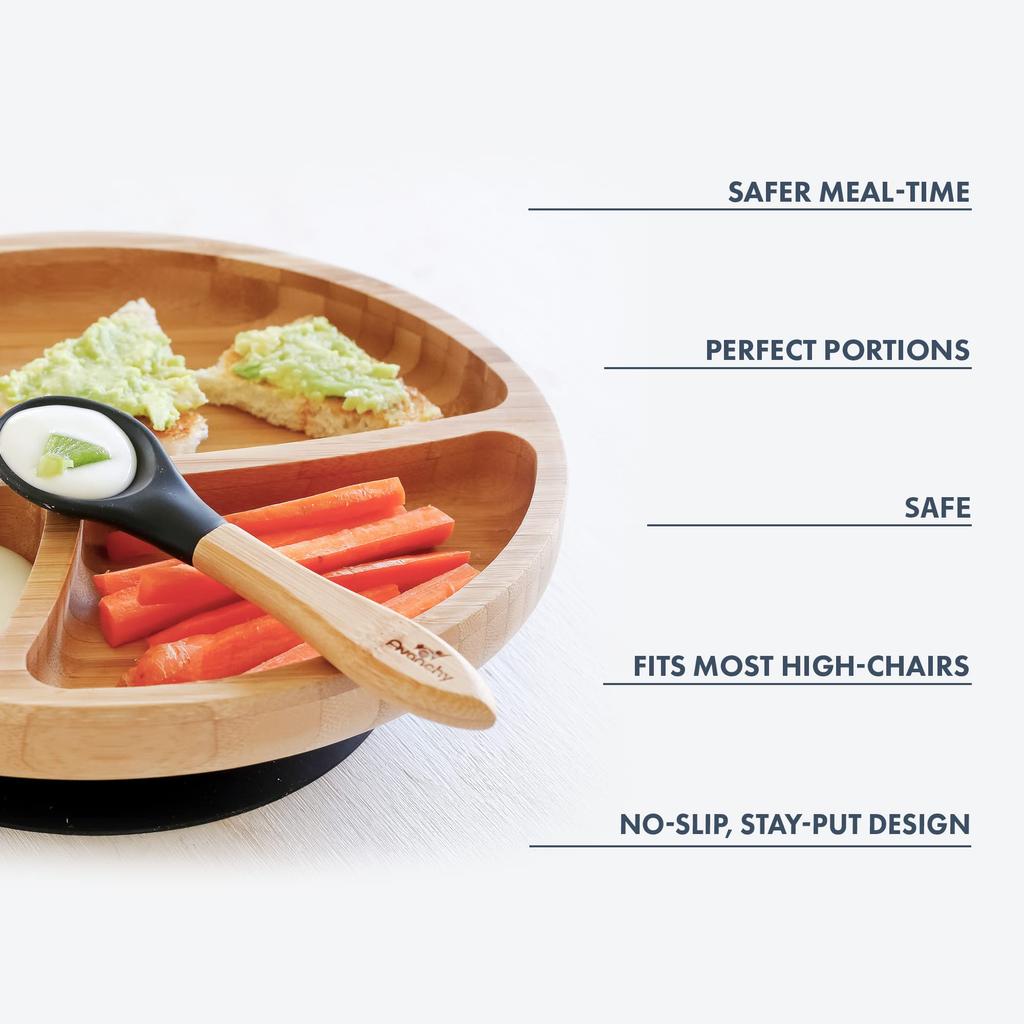 Smart Start Avanchy Baby Food Plate Wide with Suction Cup and Spoon Yellow 1 Piece Anti-spill (x 1)
