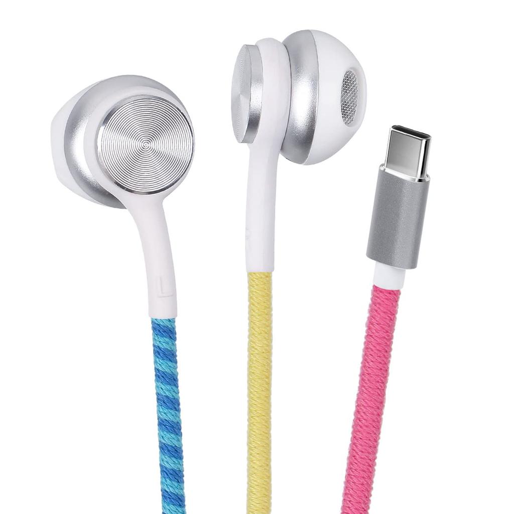 URIZONS Colorful Braided Wired USB C Earphones - Digital Audio TYPE C Earbuds In-Ear Bracelet Earphones for Kids