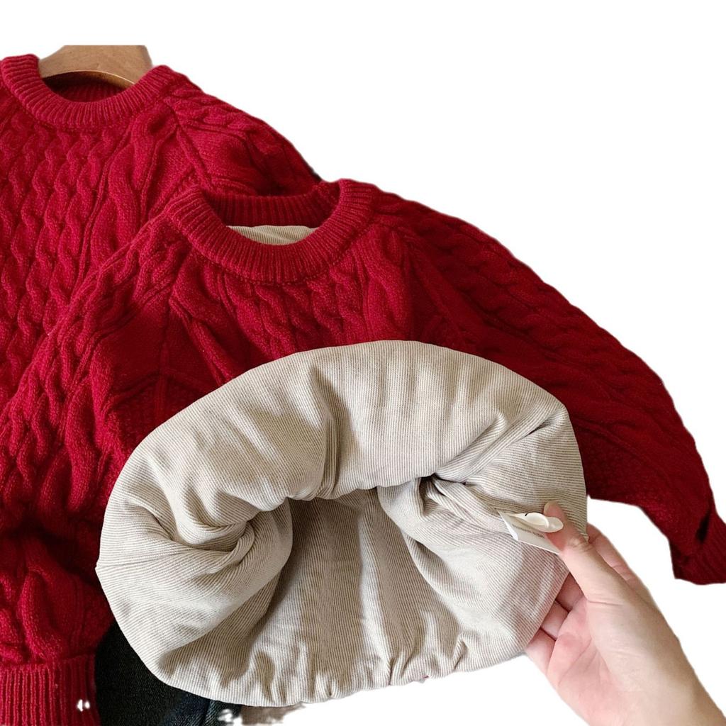 Children's sweater Winter retro Fried Dough Twists sweater boys and girls round neck westernized pullover sweater