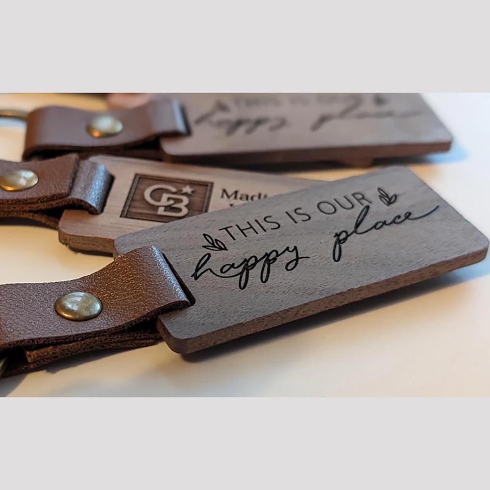 Personalized Realtor Closing Gift Keychain Logo Bulk Order Engraved Key Chain for New Home Owner Wood Keyring Wedding Favor