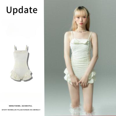 Flat Angle One-piece Swimsuit Girls Professional Racing Japanese Pure Desire Wind Sling Ho Spring Swimwear
