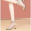 Summer Women Fashion Pointed Mesh Breathable Rhinestone High Heel Korean Style Comfortable Cool Boots for Women Sandals