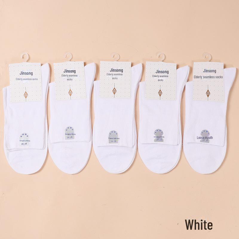 Men's Cotton Loose-Fit Seamless Mid-Length Socks for Swollen Feet - Ideal for Middle-Aged & Elderly In Spring/Summer
