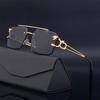 Steampunk Rimless Square Sunglasses Men 2025 Luxury Brand Designer Gold Lion Decoration Sun Glasses for Women Vintage Eyewear