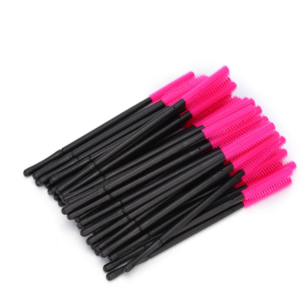 50Pcs Set Disposable Eyelash Brush Makeup Brushes Mascara Applicator Beauty ToolRose Red