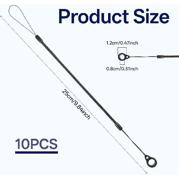 10Pcs Pen Leash, Elastic Lanyard Tether with Silicone Rings Retractable Stylus Tether Clipboard Pen Strap Tablet Stylus Holder Anti-Lose Pen Leash