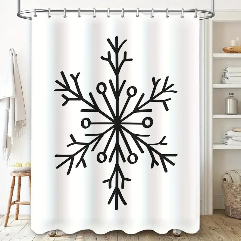 Snowflake Printed Shower Curtain Modern Design Bathroom Decor