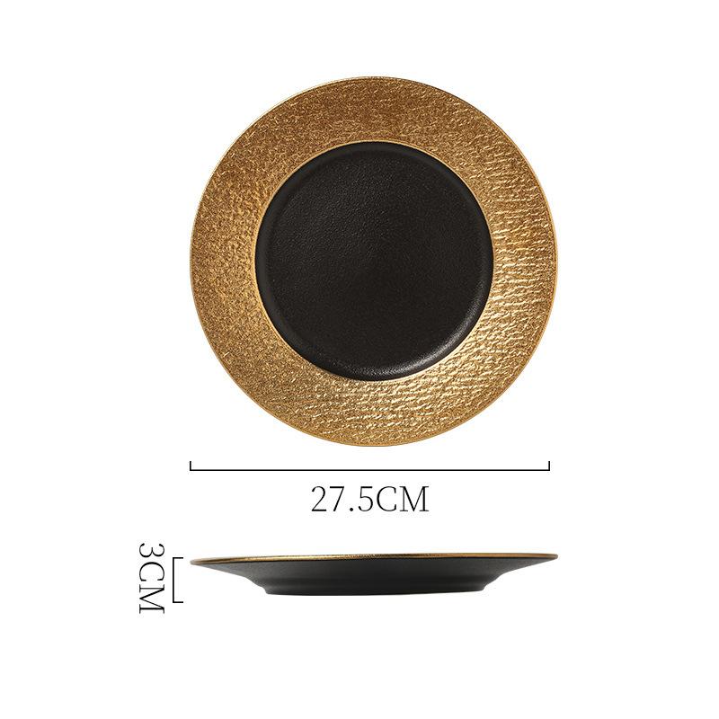 New Black Ceramic Frosted Steak Plate High-End Restaurant High Temperature Resistant Western Food Plate Pasta Plate Japanese Material Sashimi Plate