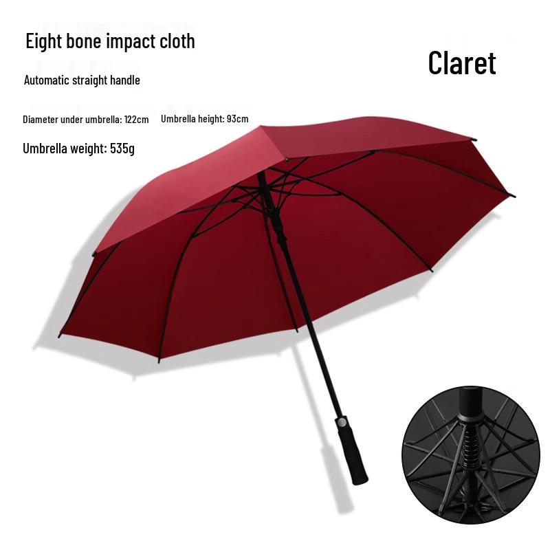 Long Handle 8-Rib Golf Umbrella - Automatic, Straight Handle, UV Protection, Rainproof for Sun and Rain