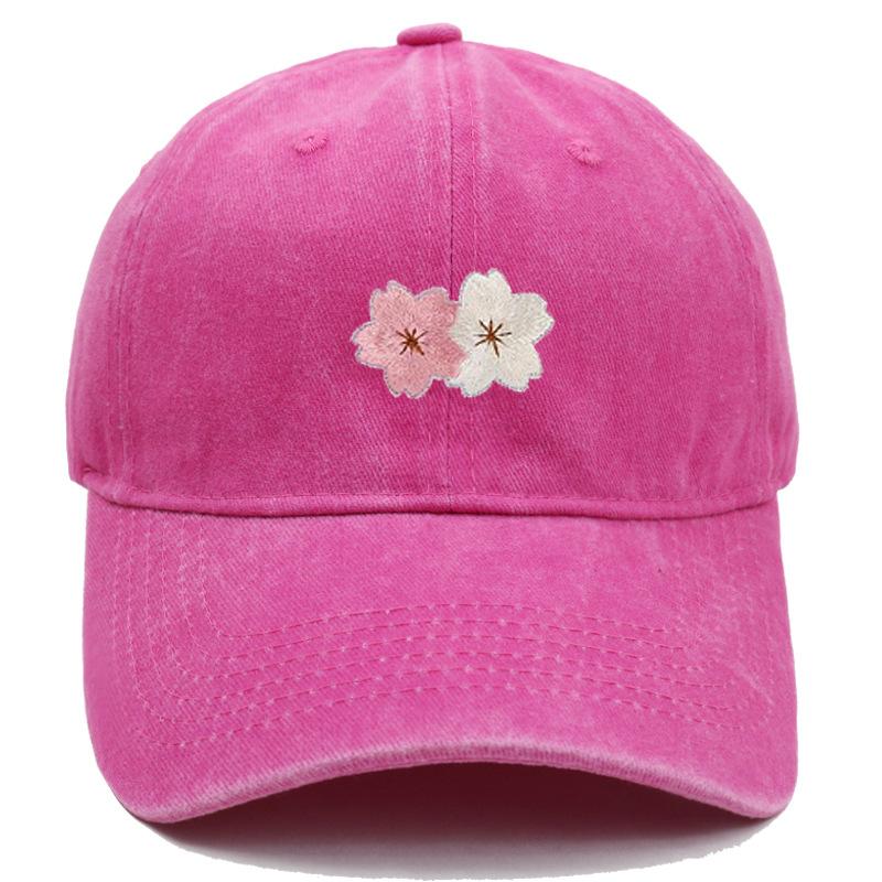 Flower Embroidery 100% Cotton Washed Cherry Blossom Cowboy Hat Summer Hat Luxury Man Hat Golf Designer Golf Women Men'S Dad Hats