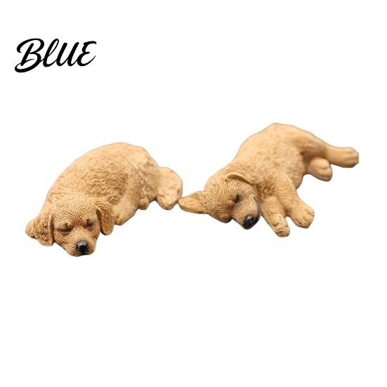 Exquisite Animal Sculpture for Car 2Pcs Sleeping Resin Dog Figurine Cute Puppy Dashboard Decor Mini Home Women Calming Statue Desk Gift Lovers