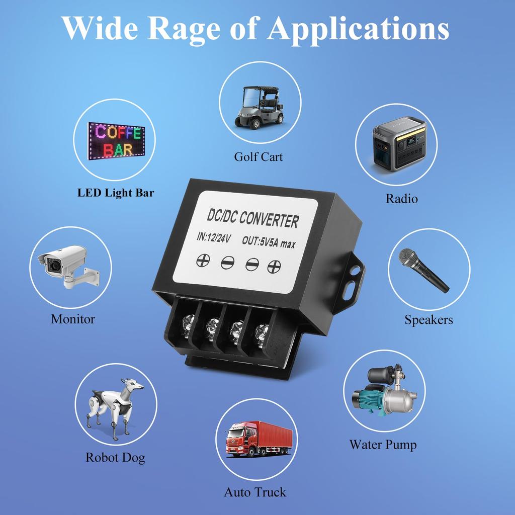MZHOU DC 24V to 5V 5A Step-down Converter,8-35V DC Buck Converter to 5A