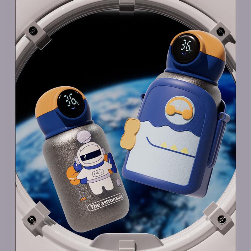 450ml Children s Thermos Cup,Display temperature,Double Layer Pure Titanium Vacuum Flasks,Cup Bag,Portable Cartoon Water Bottle 450ml