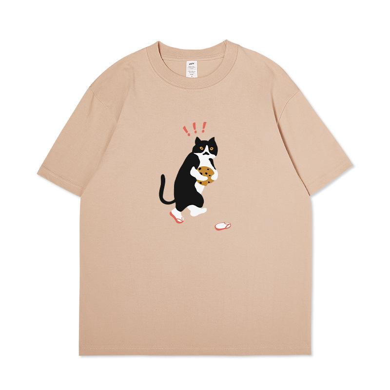 S1120693 Jugend-Kurzarm-T-Shirt mit Cartoon-Animal-Print-Top, Sommerkleidung