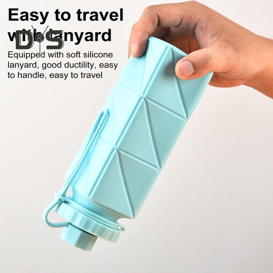 Silicone Foldable Water Bottle 610ml Leakproof Collapsible Water Bottle for Travel Camping Hiking Sports Outdoor BPA Free Portable Reusable Water Cup