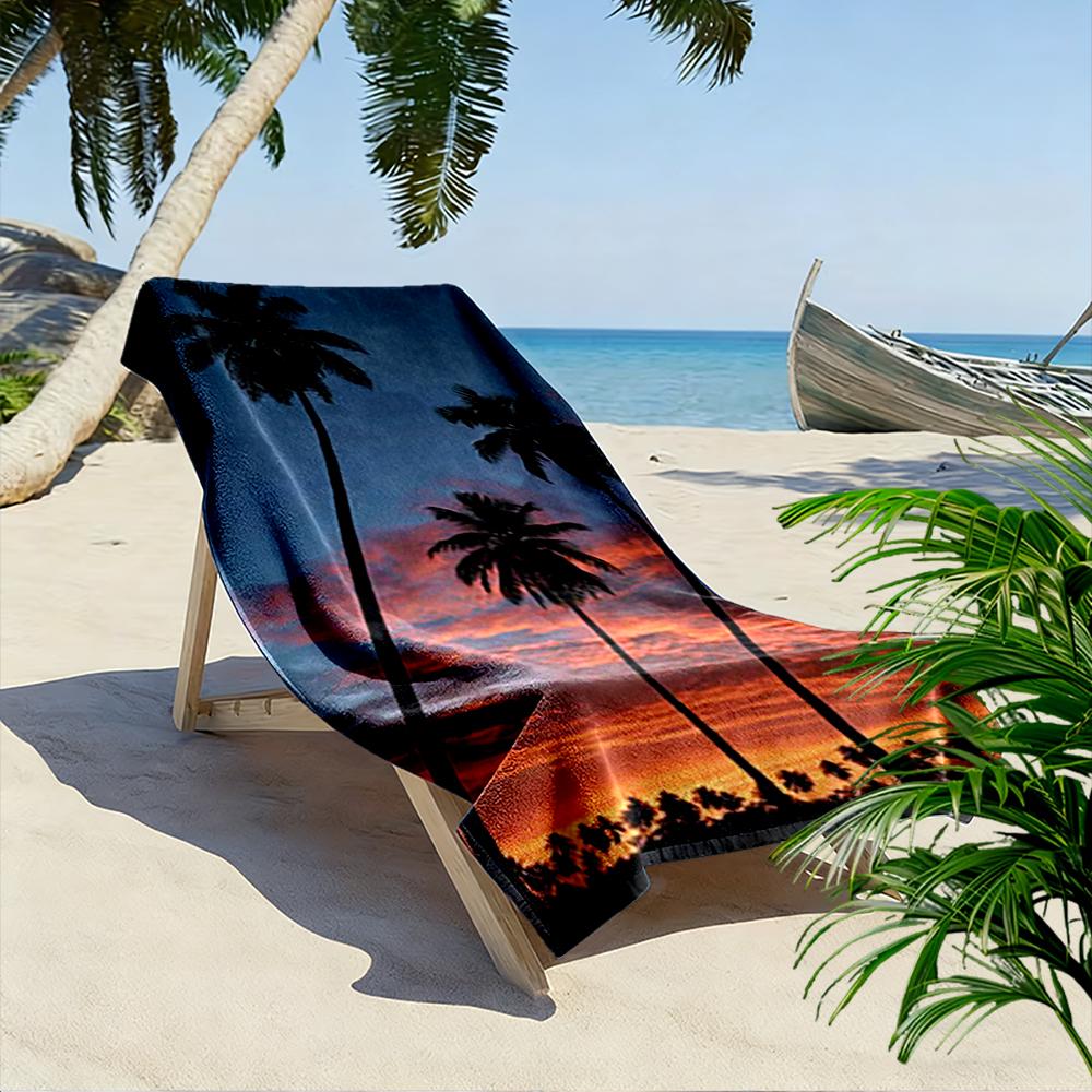 Sunset Palm Trees Tropical Landscape Beach Towel Quick-drying for Travel Outdoor Sports Jogging Beach and Swimming