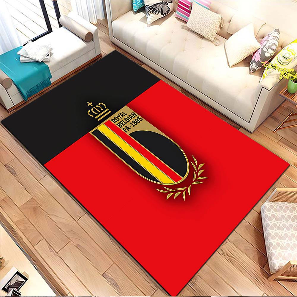 Belgian Football Emblem Rug Patterned carpet, non slip mat suitable for living room and bedroom sofas