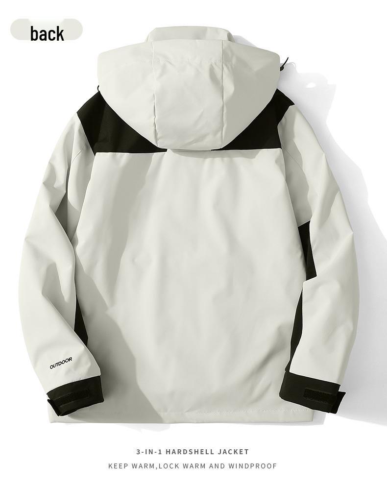 Unisex 3-in-1 Waterproof Windbreaker Jacket, Detachable Fleece-Lined Set, Thickened for Mountaineering, Couple Style