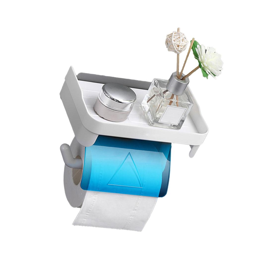 Paper Towel Holder with Shelf Adhesive Paper Towel Rack Toilet Roll Paper Holder Without Drilling Bathroom Toilet Paper