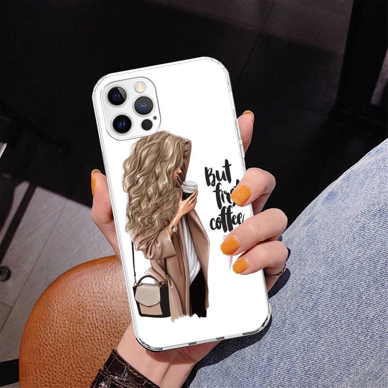 Girl Boss Female Coffee Phnoe Case for Iphone 17 Air 16 11 12 13 Mini 14 Plus 15 Pro Max 7 8E SE 2020 16ProMax Phone Cover Coque