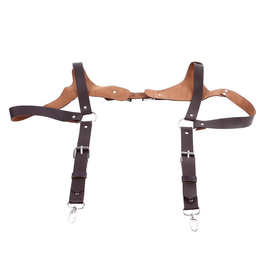 Men Suspenders Adjustable Sturdy Vintage Style PU Leather Renaissance Men Suspenders for Parties