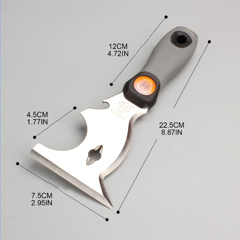 10in1 Paint Scraper Putty Knife Functional Tool for Home Improvement DIY Project Rust Resistant Steel Cutter Wood Handle