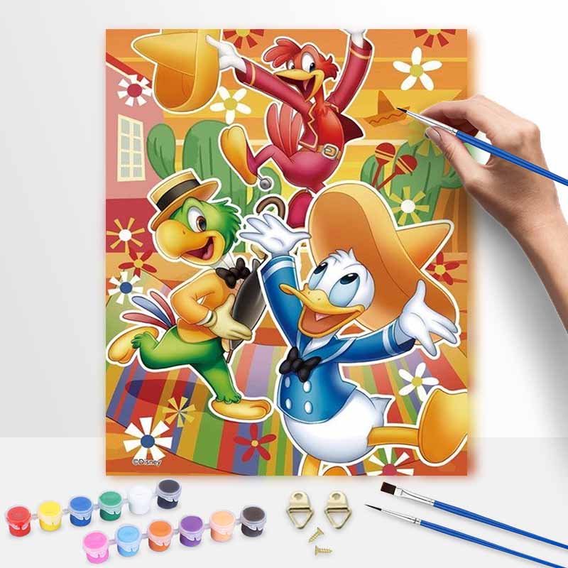 Disney digital oil painting painting art The Three Caballeros Donald Duck handmade diy gift home decoration 20x30cm