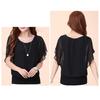Women Summer Tops O-Neck Short Sleeve Chiffon Tops Loose Fit Solid Color Thin Pullover Tops Casual Office Work Tops