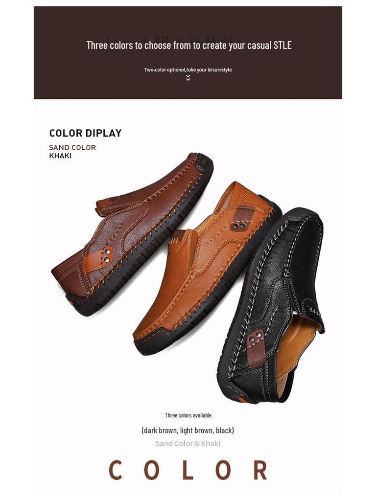 Handgenähte Herren Leder Slipper Driving Loafers - Lässig, Low-Top, Übergröße verfügbar