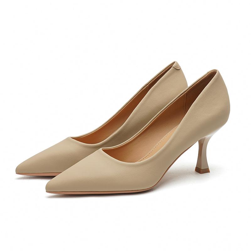 

Модные минималистичные женские туфли-лодочки на шпильке с острым носком - Французский стиль, однотонные 37 хаки
