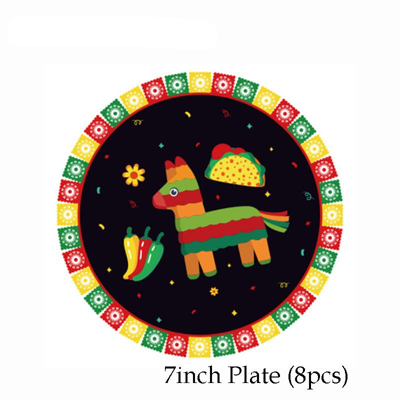 Mexican Festival Party Cactus Alpaca Theme Disposable Tableware Paper Plates Cups Foil Balloons Kid Birthday Decoration Supplies