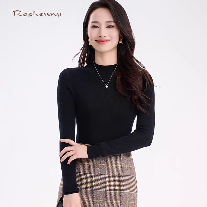 

Raphenny Women s Fine Wool Semi-High Collar Slim-Fit Long Sleeve Sweater XL