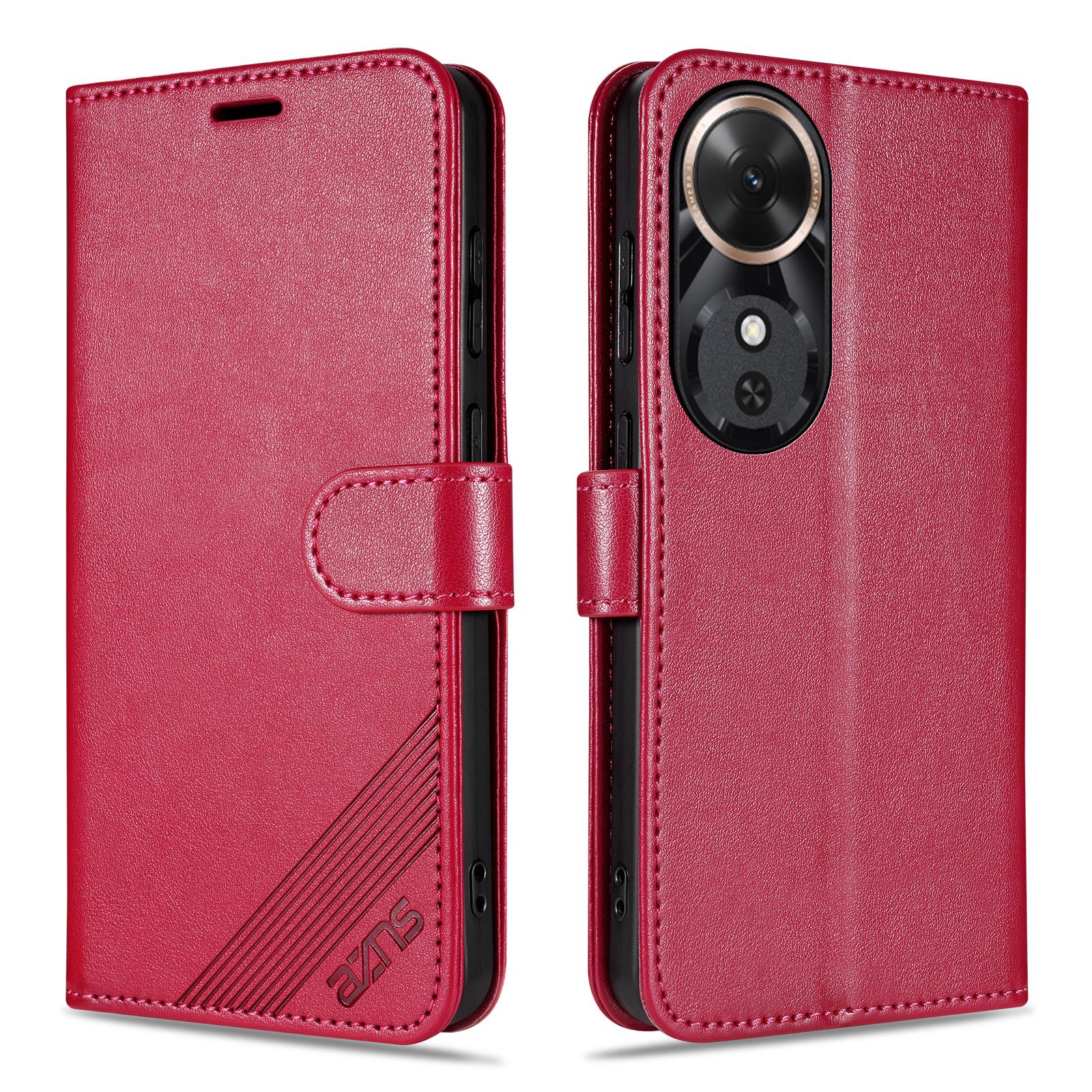 

AZNS For Honor Play 60 5G Case Anti-Scratch PU Leather Stand Wallet Phone Cover Red