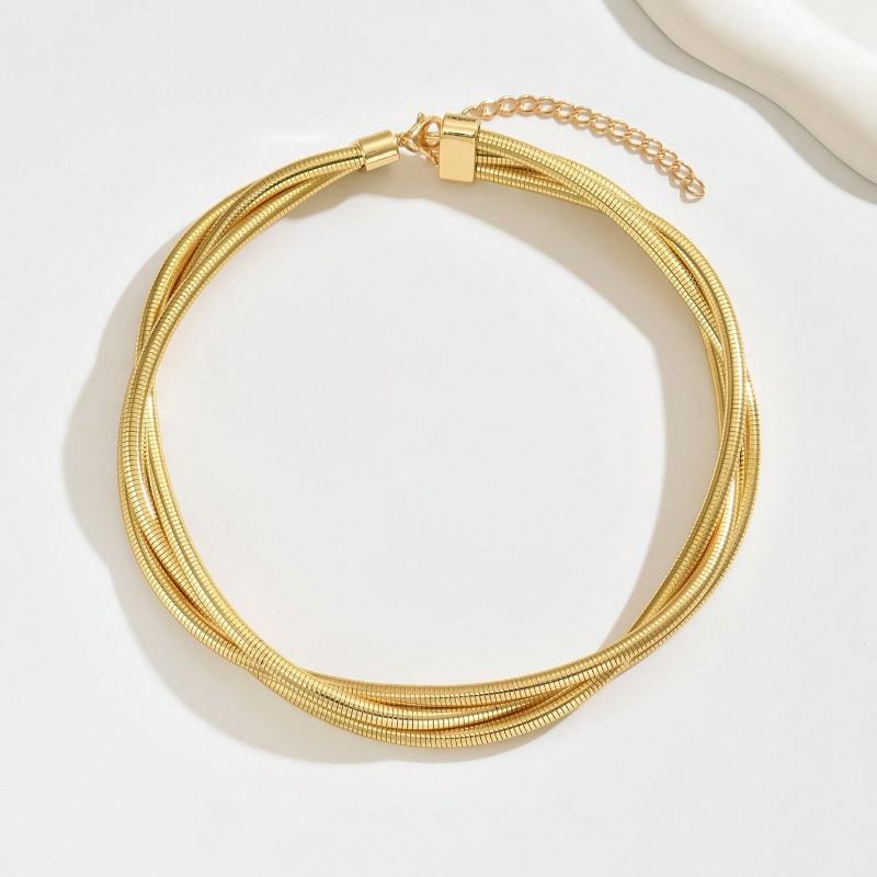 1pc Simple Versatile Snake Chain Necklace, Metal Design Fashionable Jewelry For Women, Suitable For Daily Wear, Hanging Out, And Gatherings