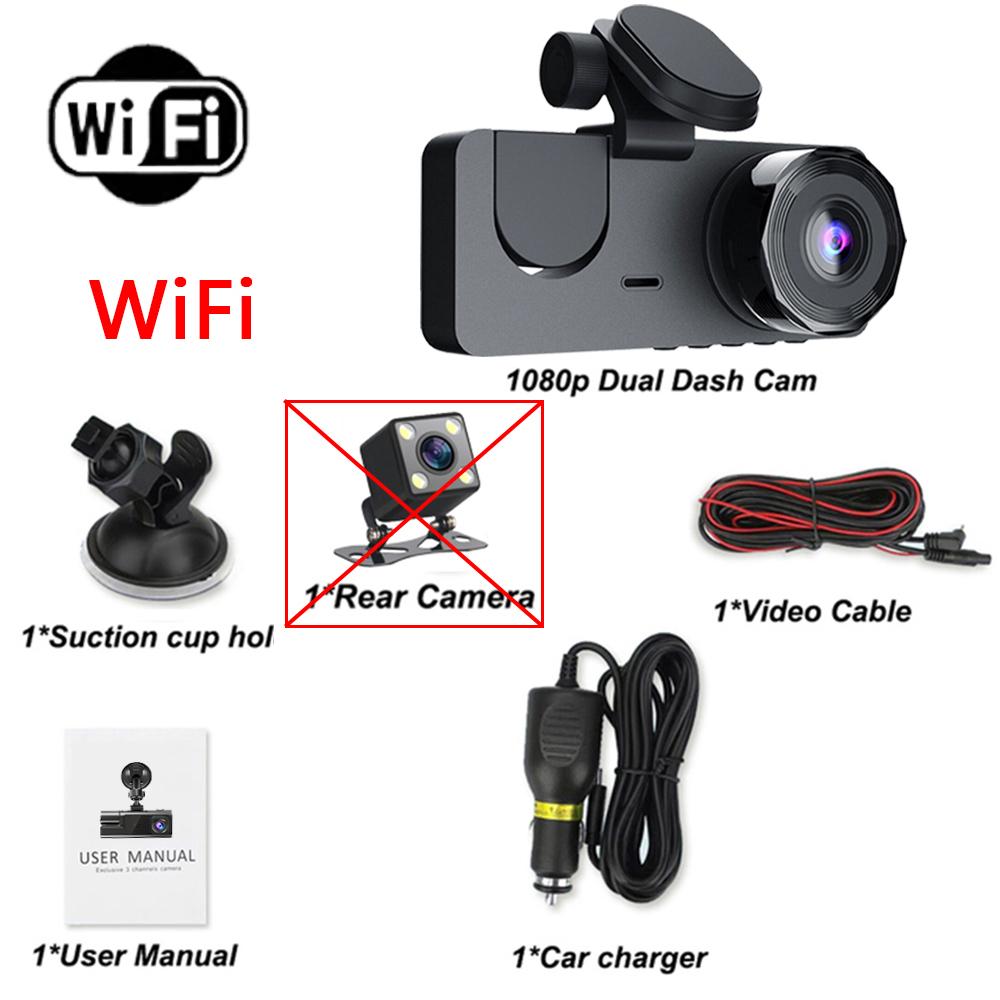 

3-канальный видеорегистратор для автомобиля 1080P Видеорегистратор WIFI APP Видеорегистратор Автомобильный видеорегистратор Камера переднего и заднего вида Ночное видение Автомобильные аксессуары NONE
