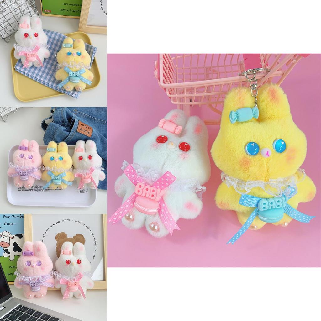 Adorable Lace Bunny Plush Keychain Soft And Cuddly Keyring With Short Plush