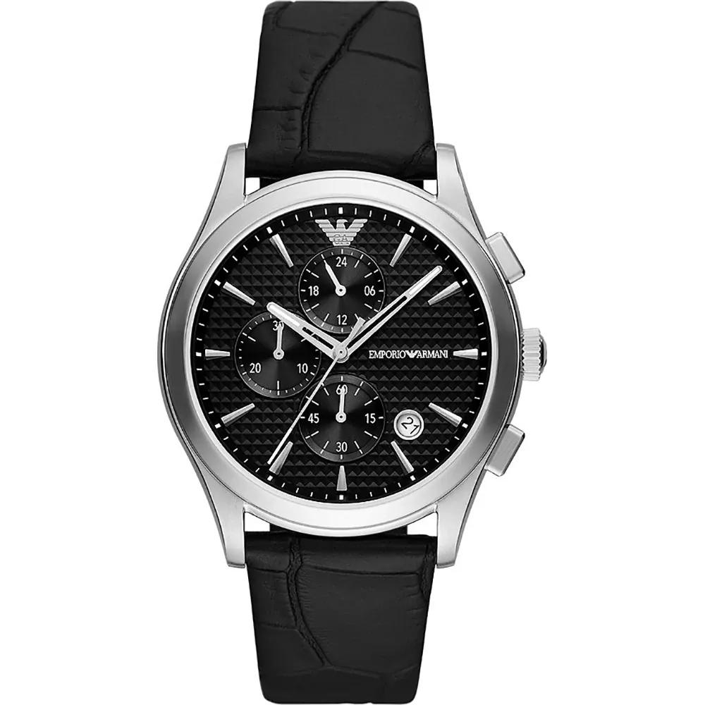 

Emporio Armani Paolo Black Leather Gent s Quartz Chronograph With Date AR11530 чёрный