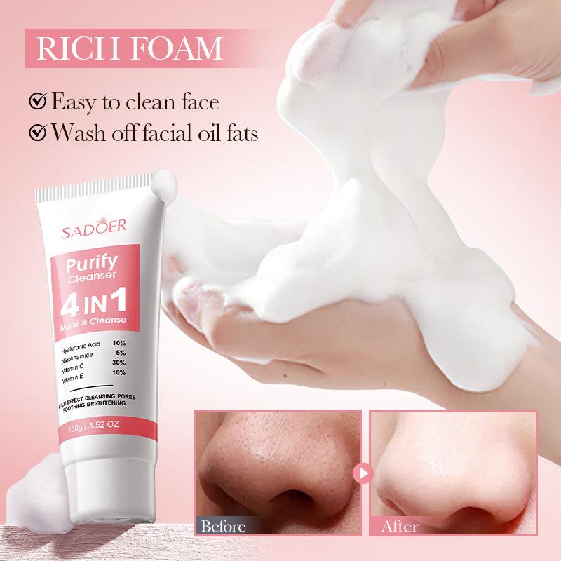 4-In-1 Multi-effect Cleanser SADOER Pore Purification Cleansing Facial Cleanser