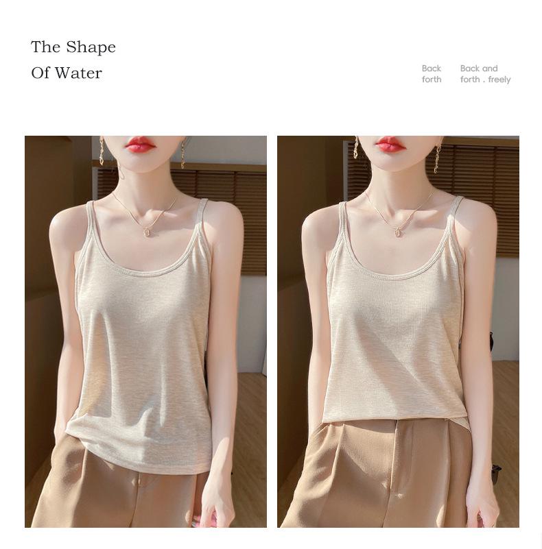 Trendy Summer Spaghetti Strap U-Neck Solid Sleeveless Women's Fashion Vest