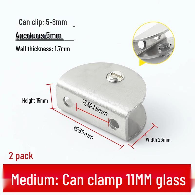 Nerezová skleněná svorka pro police a skříně