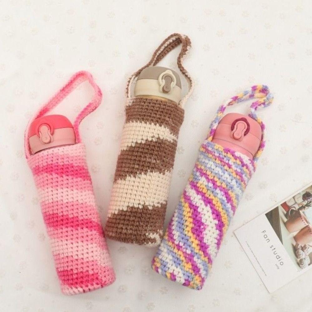 Knitted Crochet Water Bottle Cover Reusable Cup Pouch Cup Sleeve Pouch Water Bottle Accessories