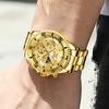 OLEVS Quartz Stainless Steel 30M Water Large Gold Date Unidirectional Rotating Bezel Men's Watch, Band, Resistant, Dial, Analog, Display,