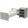 Kombi-Babybett - 120x60cm - Umbaubar auf 90x190cm - Babyprice Up - Flint Oak - Mit Wickeltisch und Regal