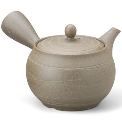 J-kitchens Commercial-Grade Teapot, Tokoname Ware, Obi-meshi (Striped Mesh) with Tea Strainer, 470cc, Made In Japan