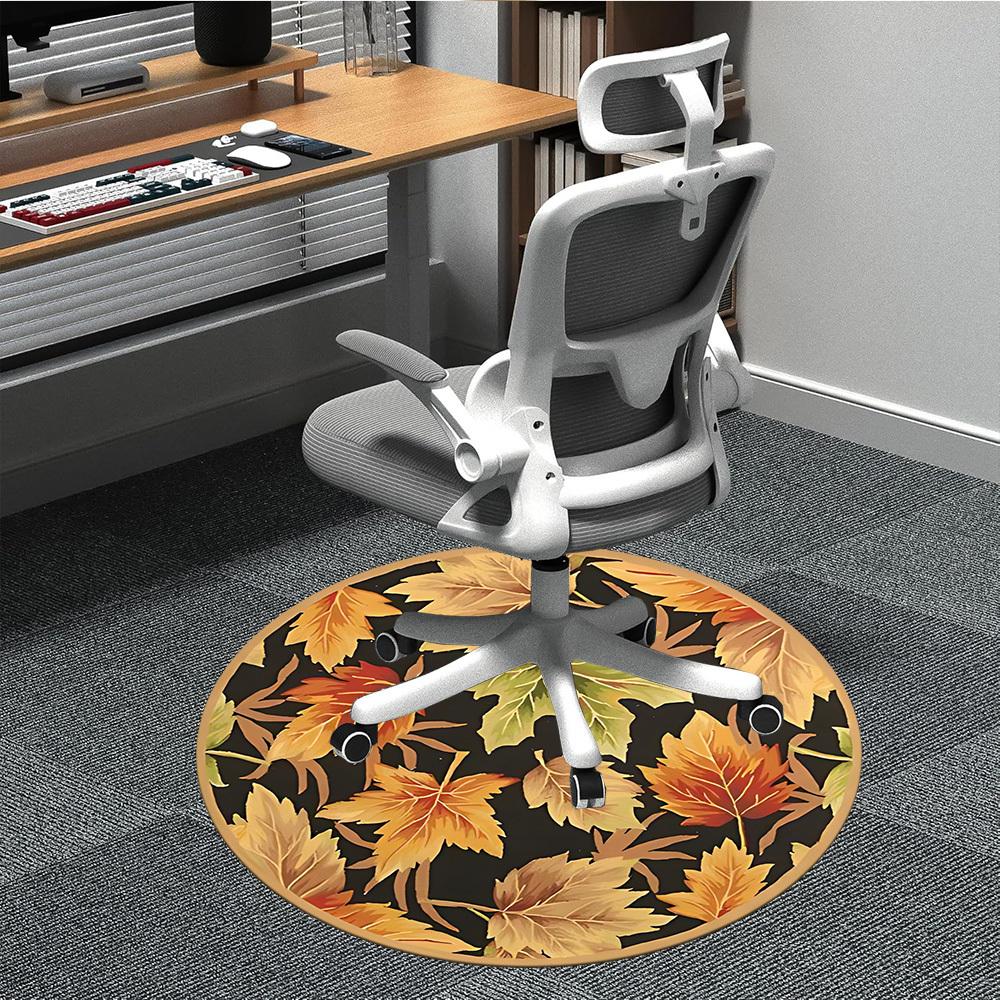 

1PC Autumn Leaves Pattern Chair Carpet for Office, Indoor Non-Slip Washable Carpet, Soft Comfortable Mat For Office Room yy250930177 80cm by 80cm