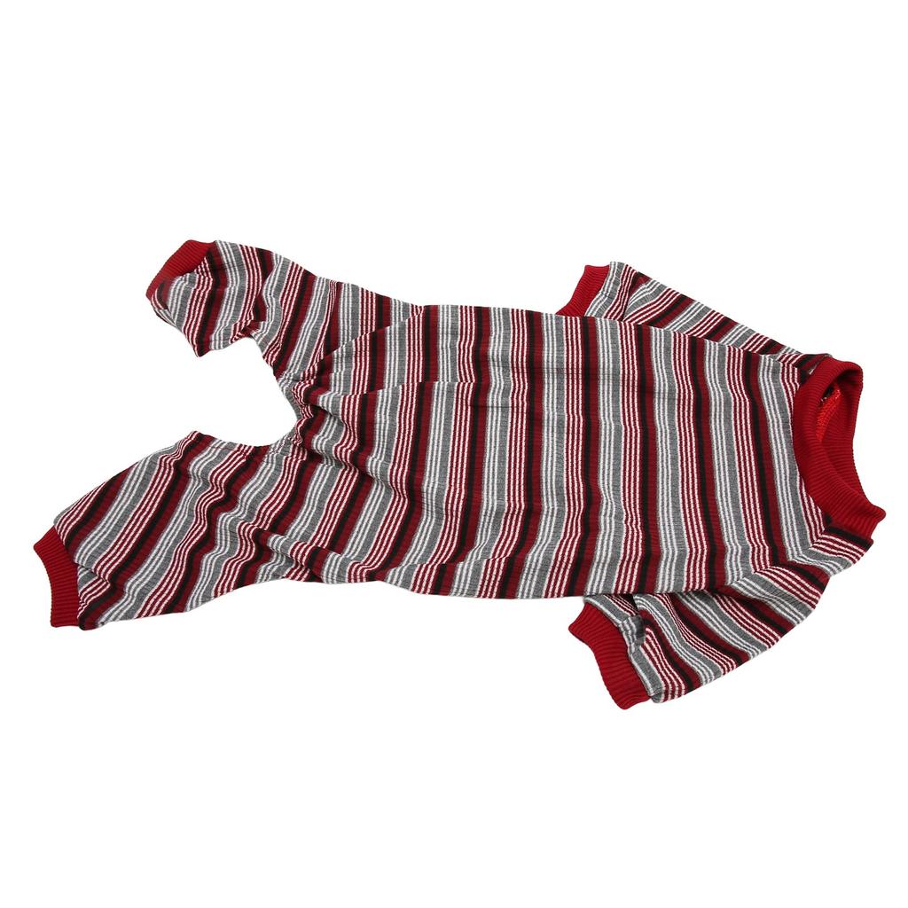 Dog Pajamas Soft Stretchy Machine Washable 4 Legged Striped Puppy Pullover Sleepwear for Spring