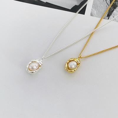 PONYKISS Real  Sterling Silver Pearl Irregular Geometry Choker Necklace For Women Classic Fine  Minimalist Accessories