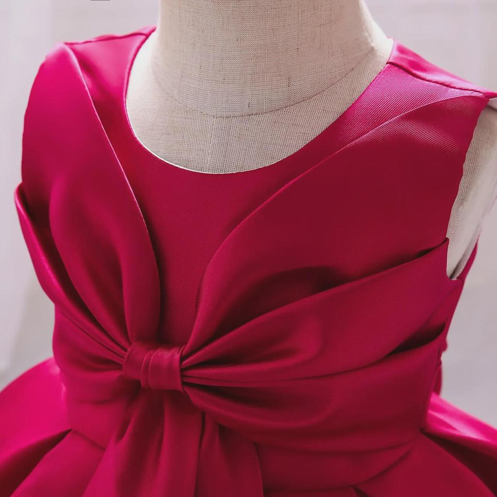 2024 Prinzessinnen-Geburtstagskleid für einjährige Mädchen mit großer Schleife