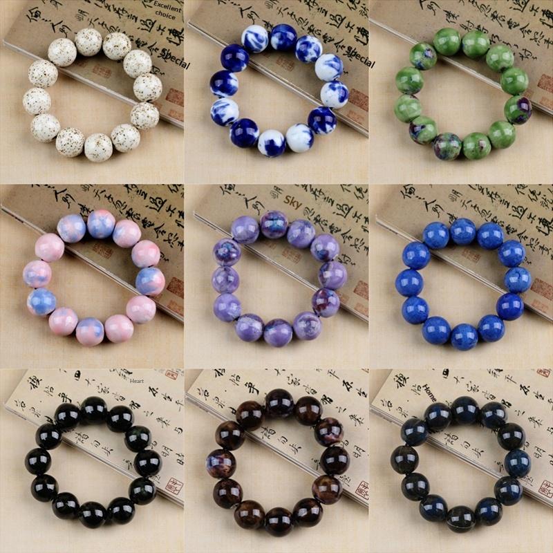 Vintage Porzellan Keramik Perlen Strang Armband für Frauen Klassischer Eleganter Schmuck für Hochzeiten Tägliche Accessoires