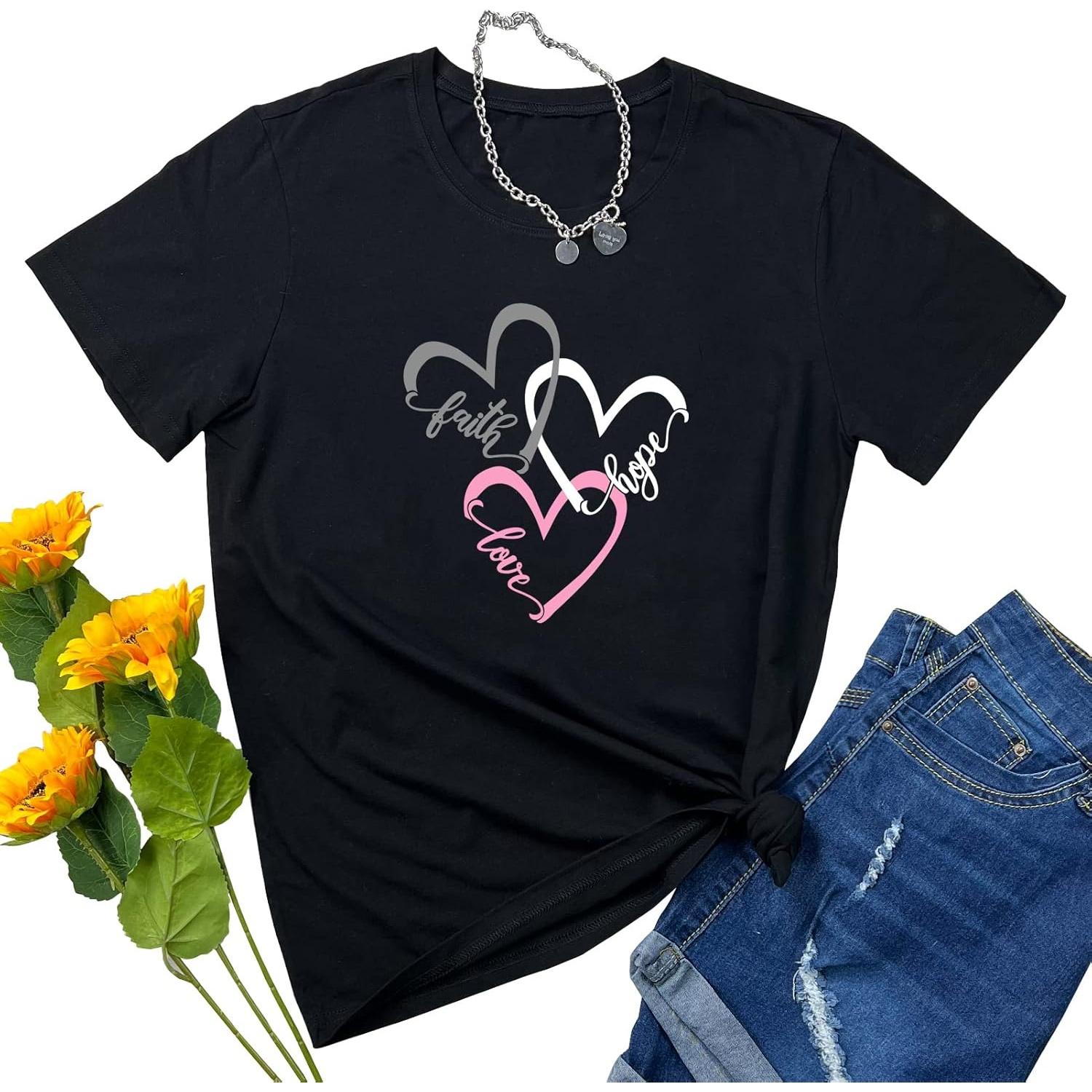YITAN Women Graphic Tees Casual Soft Cotton T Shirts S чёрный
